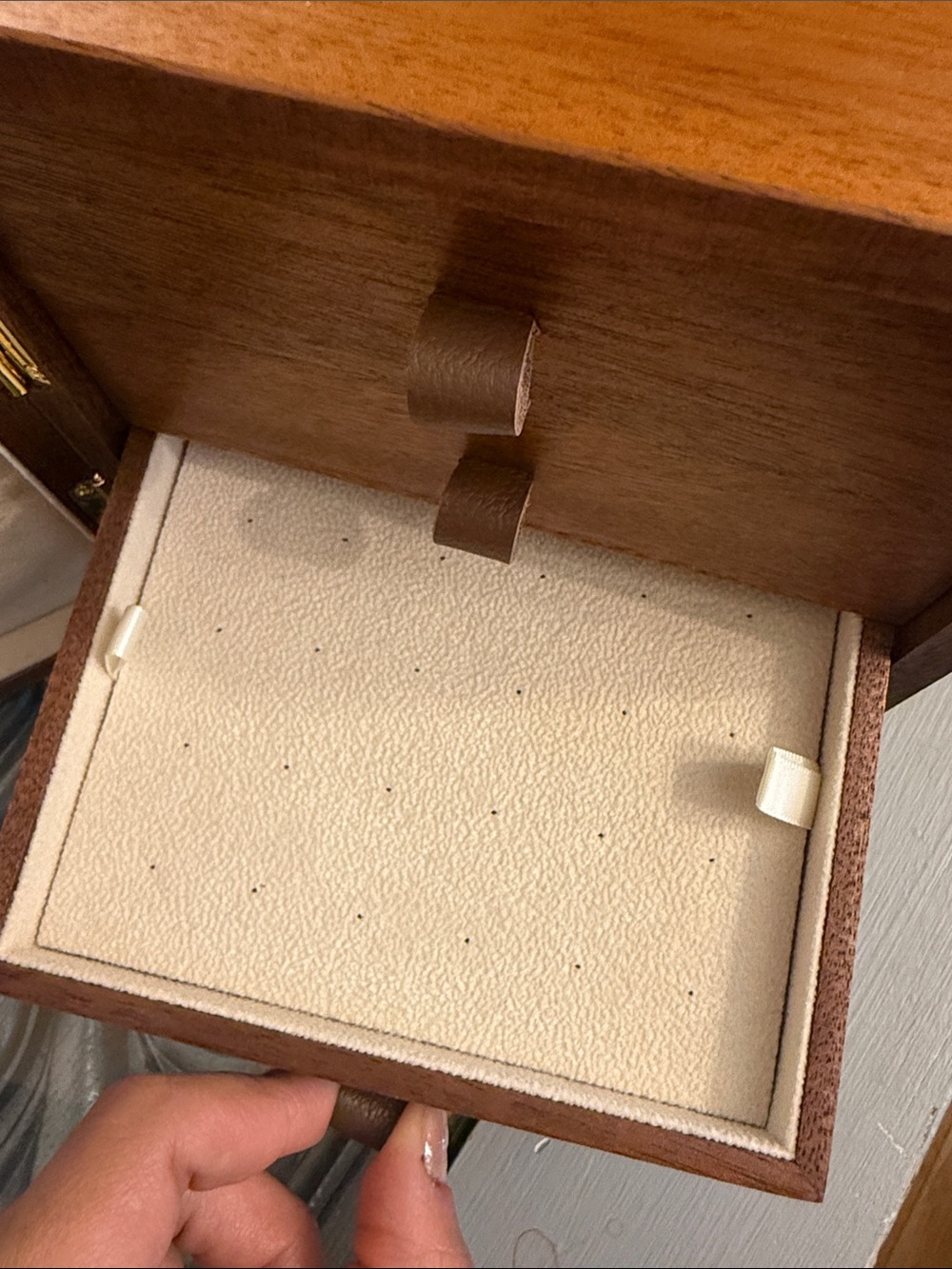 Walnut Jewelry Organizer Box Wooden Floral Box with Gold Handle 4 Tiered Womens - Picture 10 of 16